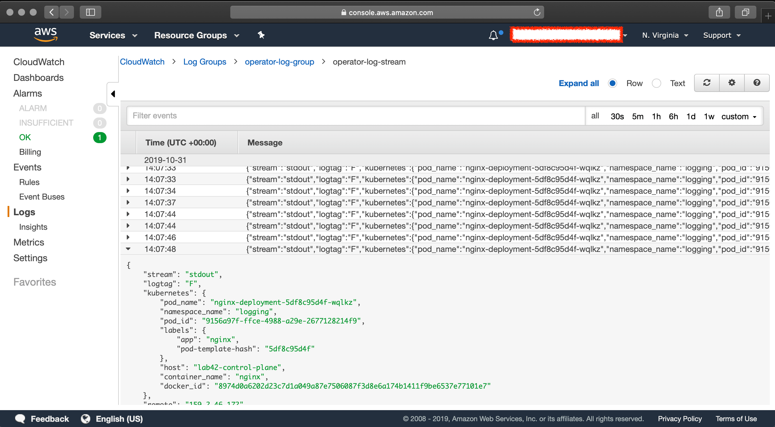 Cloudwatch dashboard